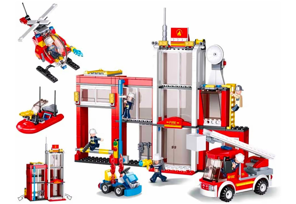 set di costruzioni Sluban Fire Station M38-B0631 include 612 pezzi per edificare una caserma e vari veicoli